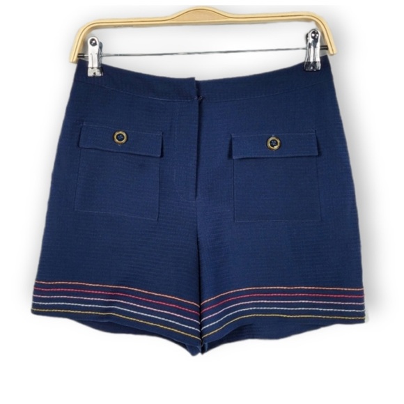 Ted Baker Sapphia Stitch Detail High Rise Navy Pockets Shorts Bottoms Sailor 3 M - Picture 2 of 8